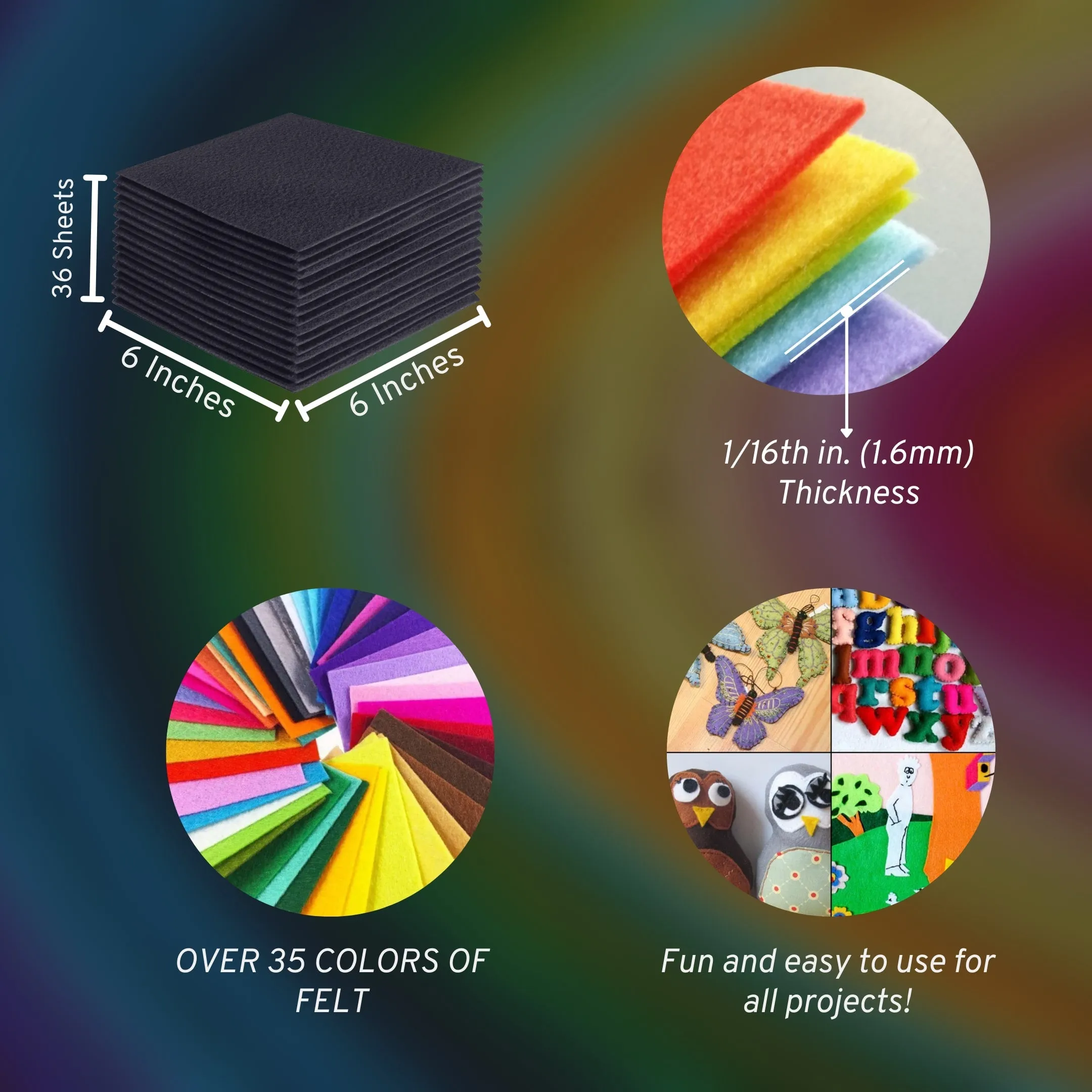 Acrylic Felt Craft Sheet Packs | Dark Grey A60