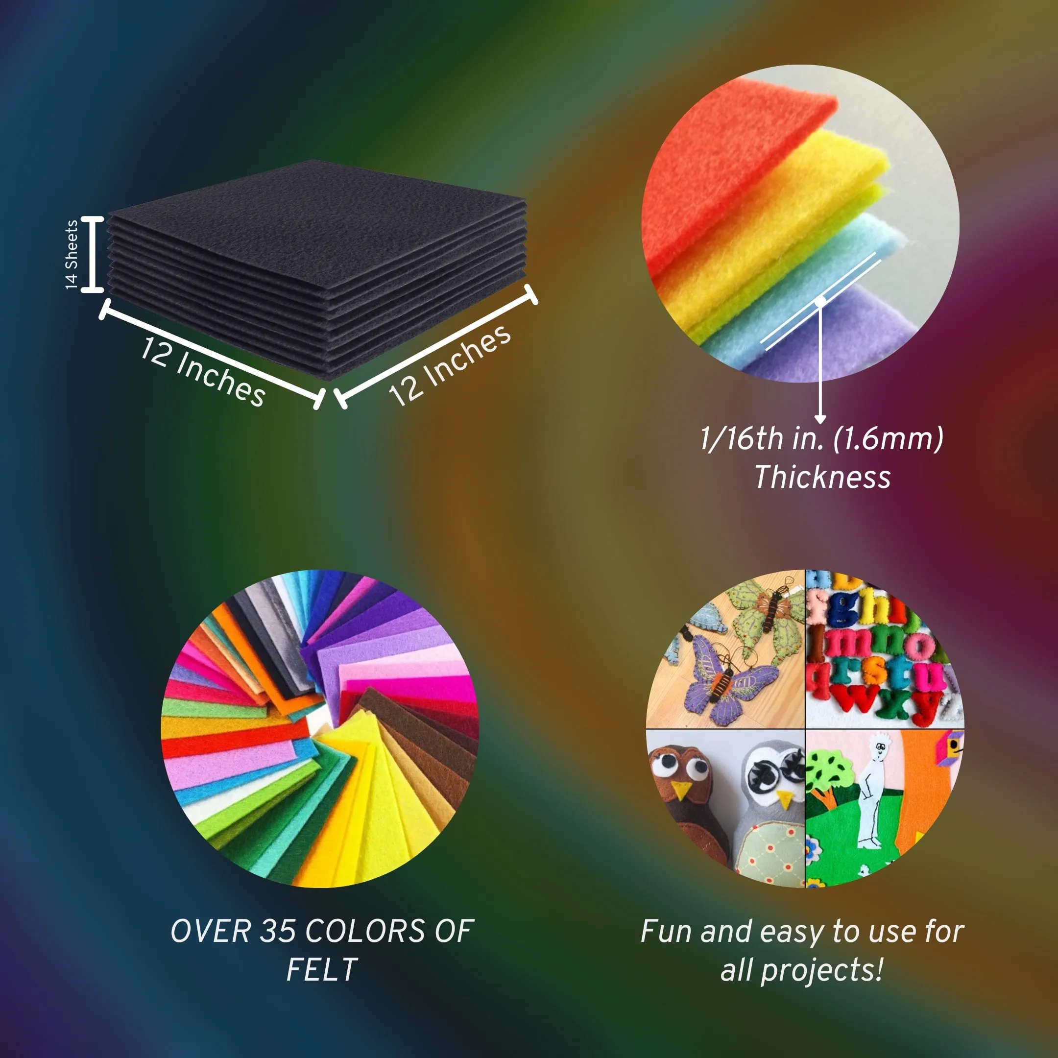 Acrylic Felt Craft Sheet Packs | Dark Grey A60