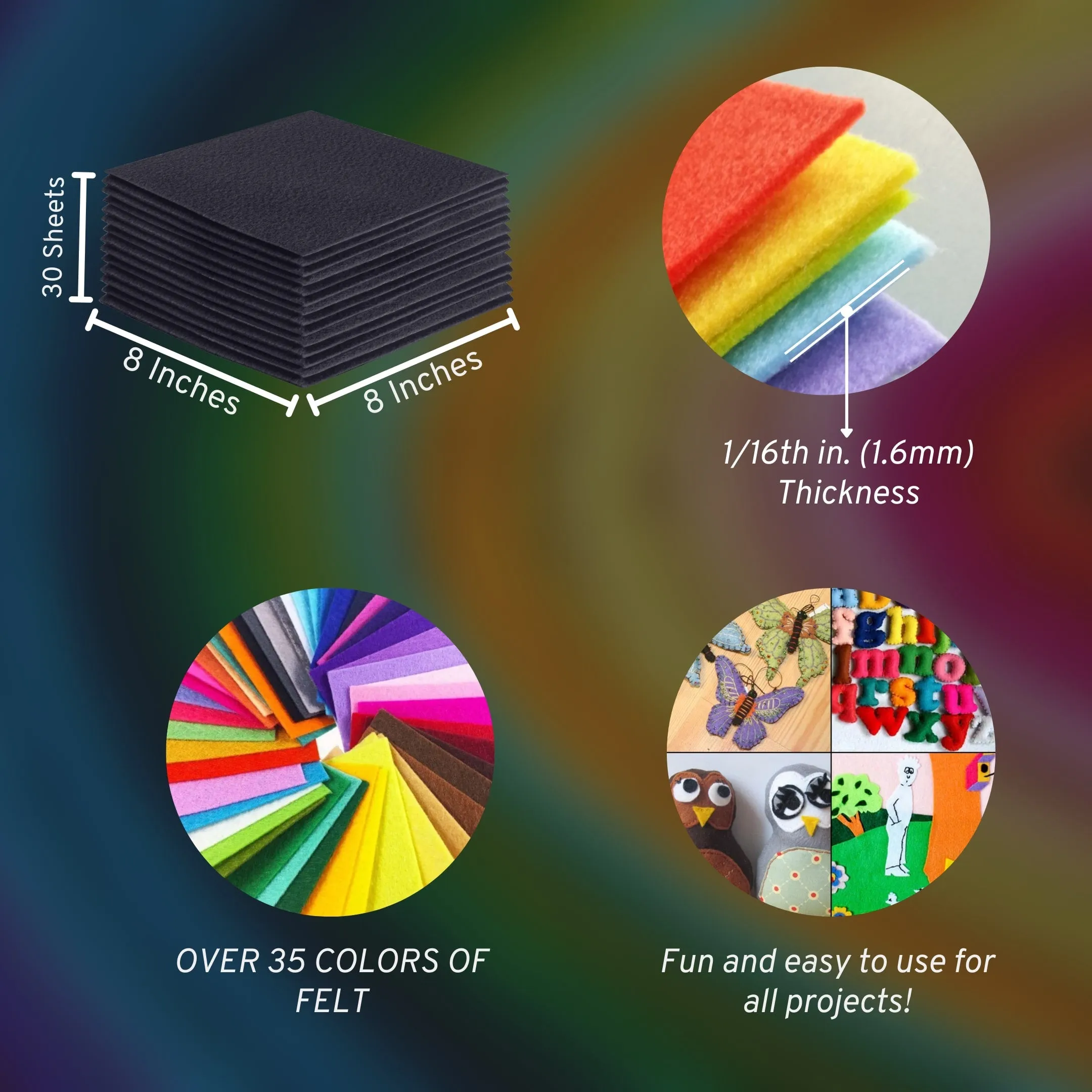 Acrylic Felt Craft Sheet Packs | Dark Grey A60