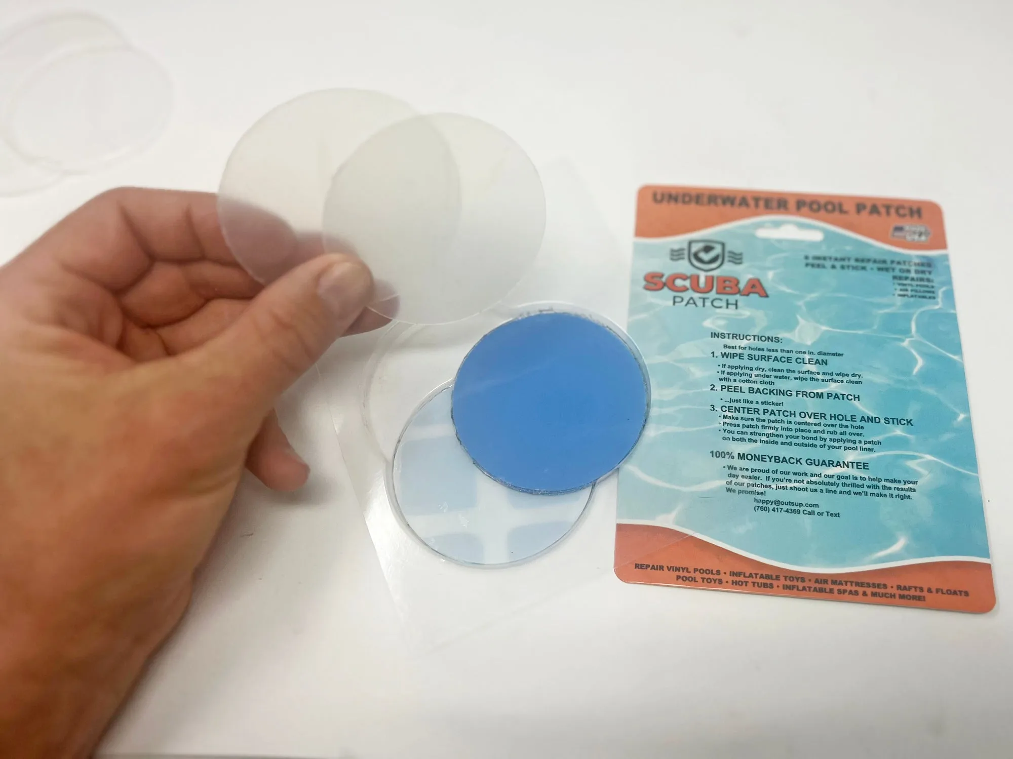 All-in-One Repair Kit for Above-Ground Pools | Fast, Underwater-Capable Peel-and-Stick OR Adhesive Glue-Down Vinyl Patches & for Easy Set and Frame Pools