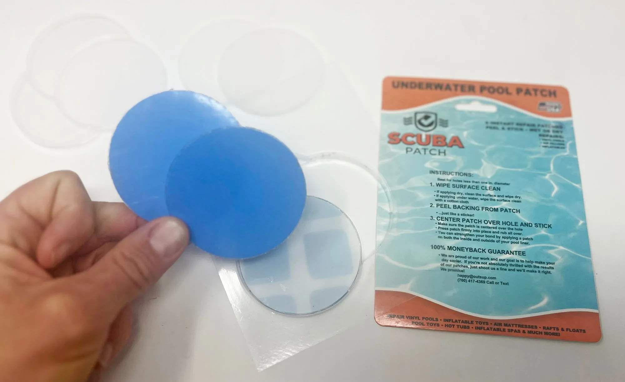 All-in-One Repair Kit for Above-Ground Pools | Fast, Underwater-Capable Peel-and-Stick OR Adhesive Glue-Down Vinyl Patches & for Easy Set and Frame Pools