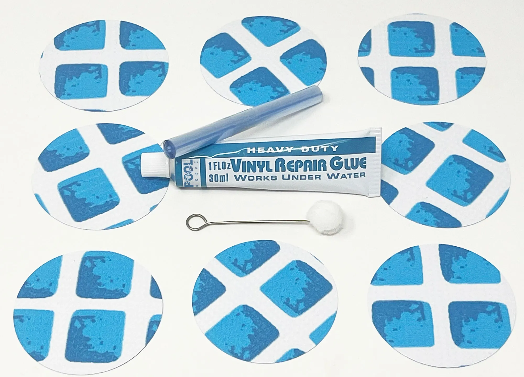 All-in-One Repair Kit for Above-Ground Pools | Fast, Underwater-Capable Peel-and-Stick OR Adhesive Glue-Down Vinyl Patches & for Easy Set and Frame Pools