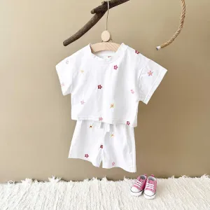 Baby Girl Summer Clothing Kids Floral-مجموعة ملابس