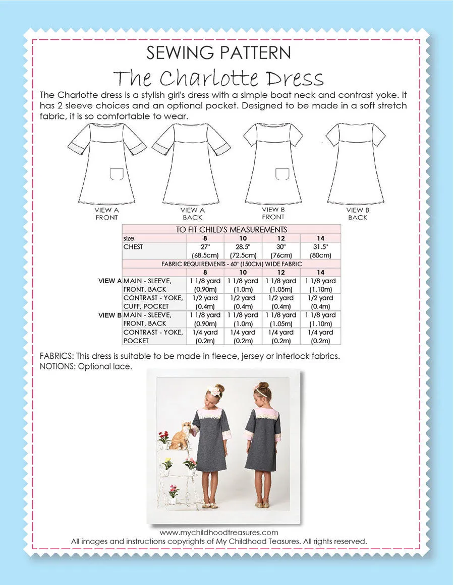 CHARLOTTE - Girls Dress Patterns