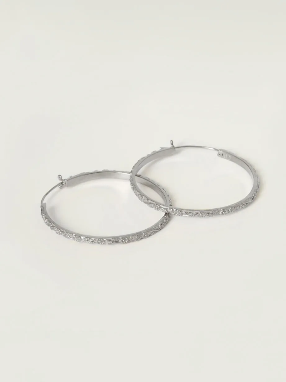 Daisy Chain Hoops | Medium | Silver