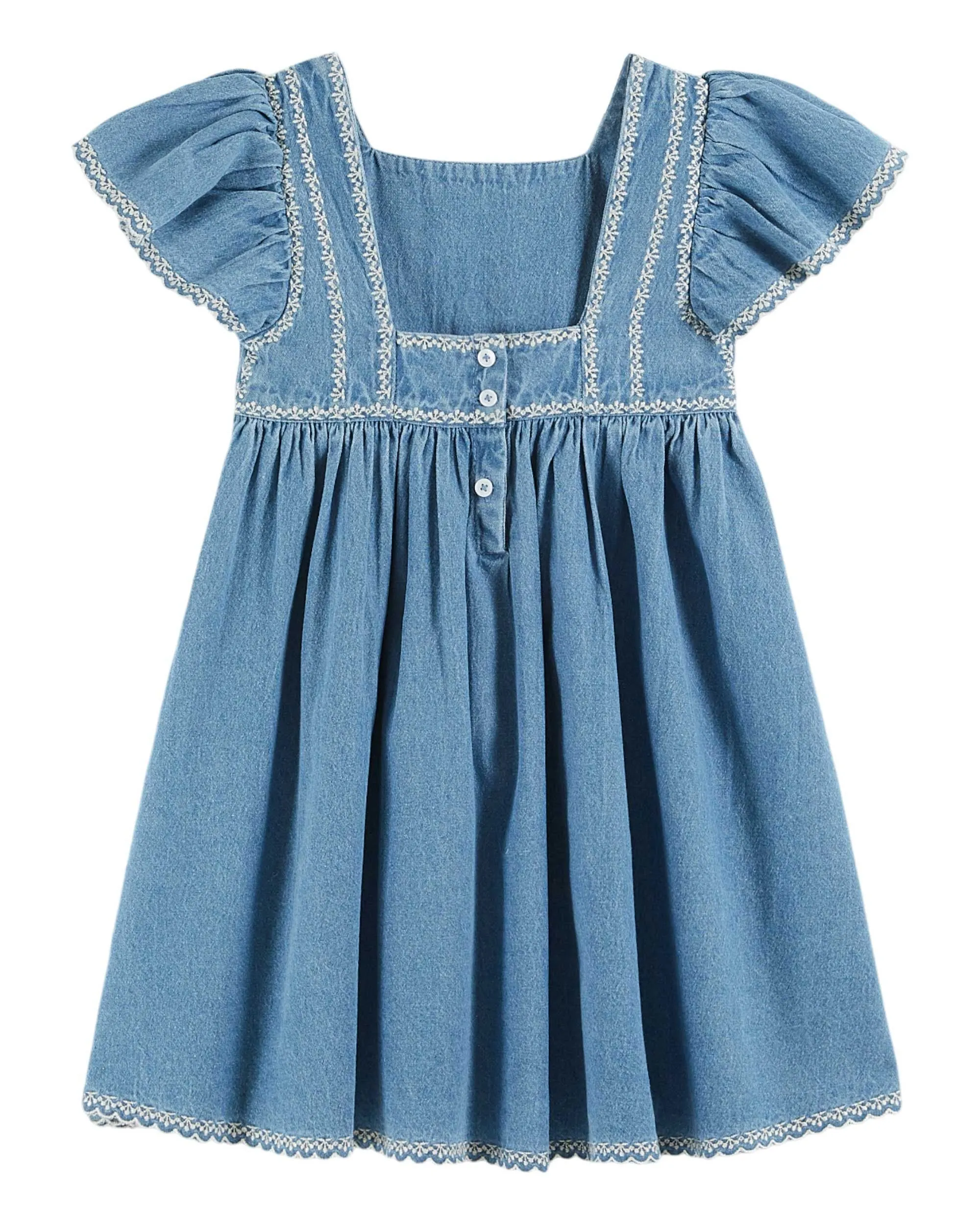 Embroidered Dress in Denim
