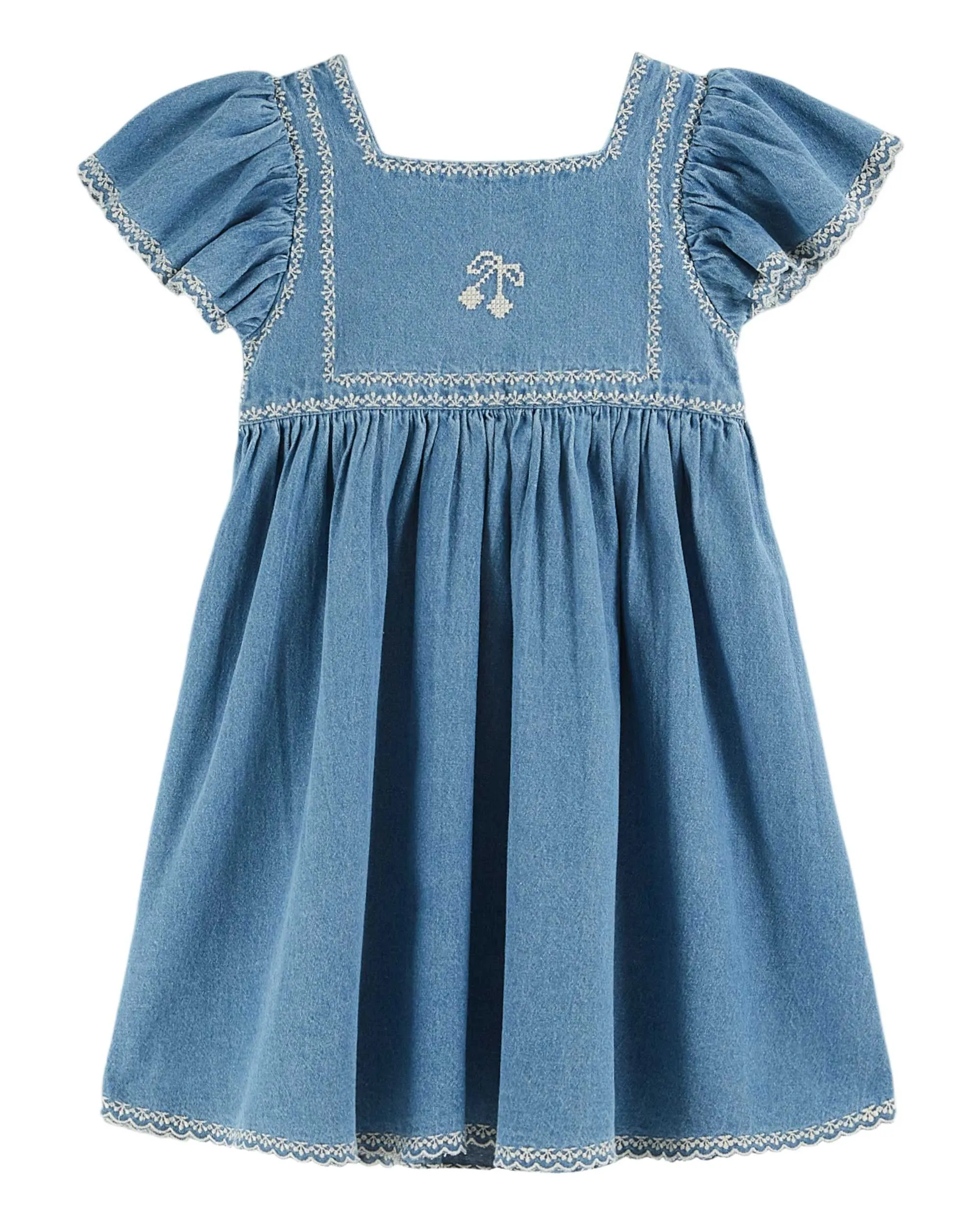 Embroidered Dress in Denim