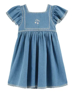 Embroidered Dress in Denim