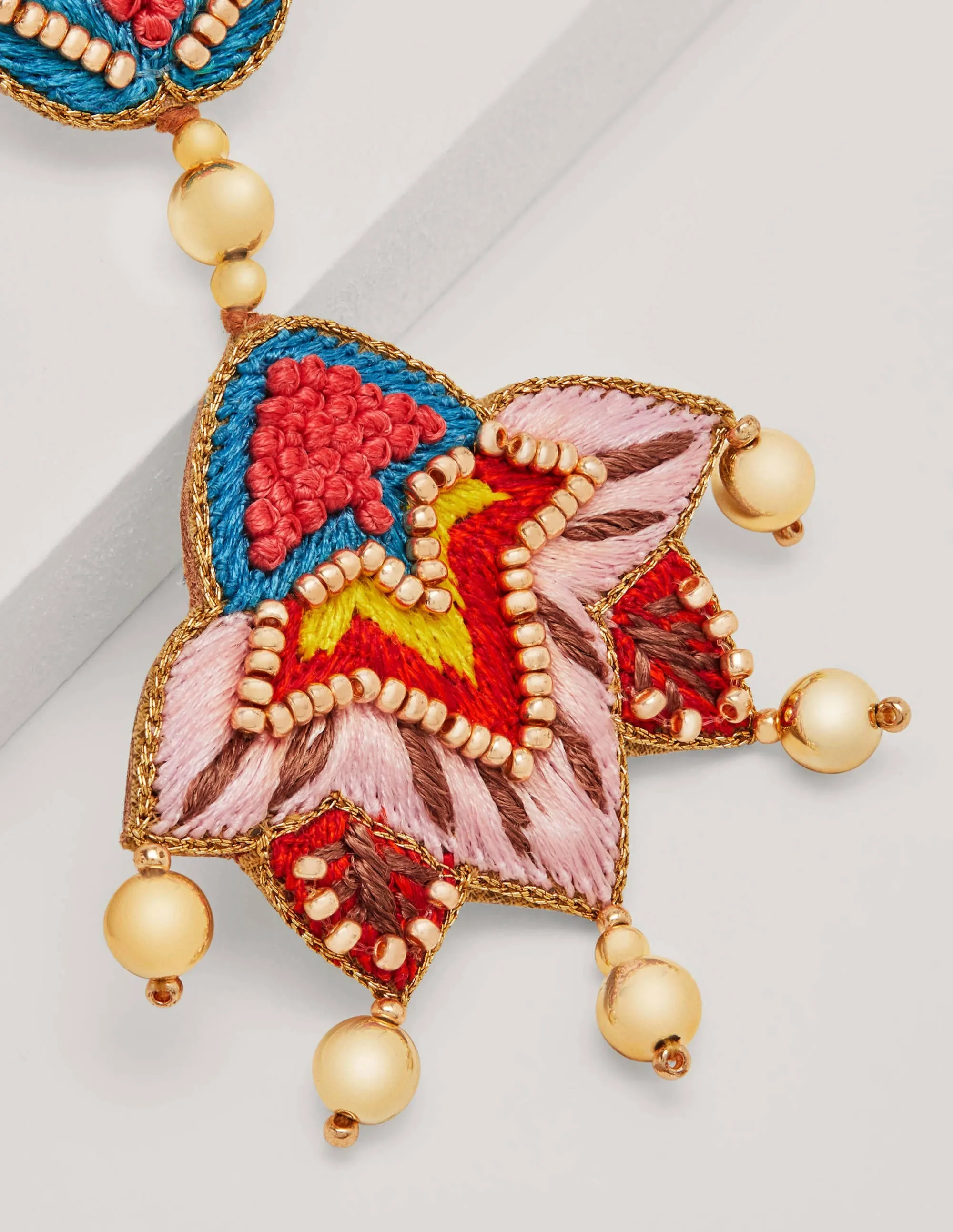 Embroidered Earrings-Multi Flower
