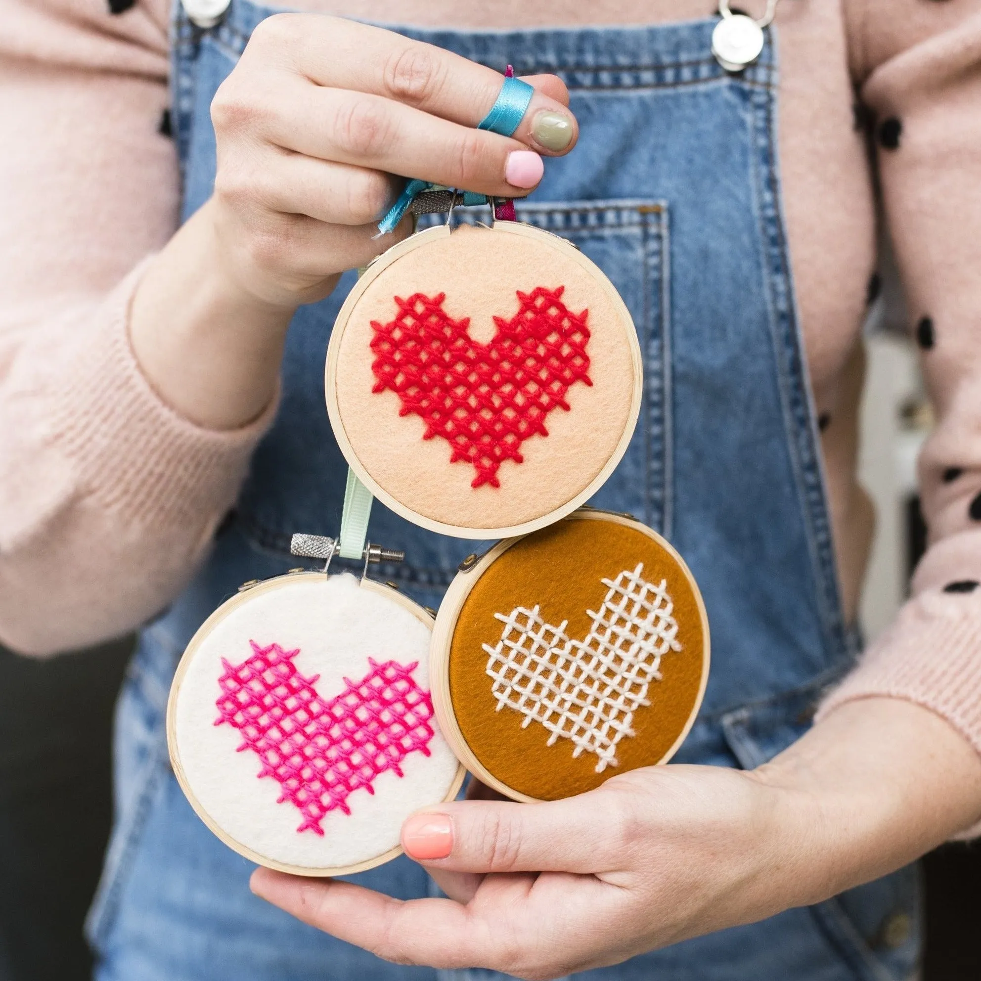 Heart Cross Felt Kit Hoops (Multi Colours)