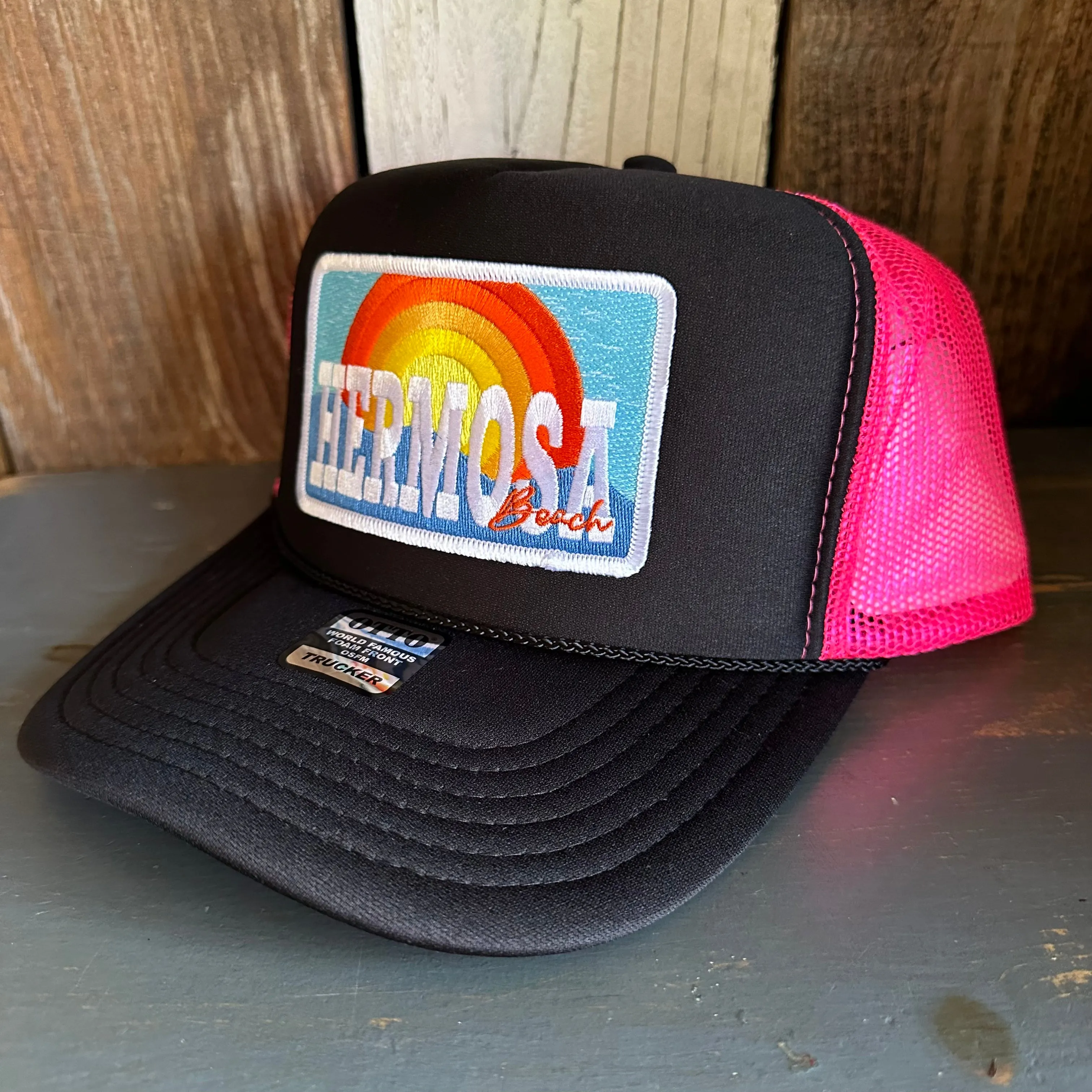 Hermosa Beach 72 & SUNNY High Crown Trucker Hat - Black/Pink/Black
