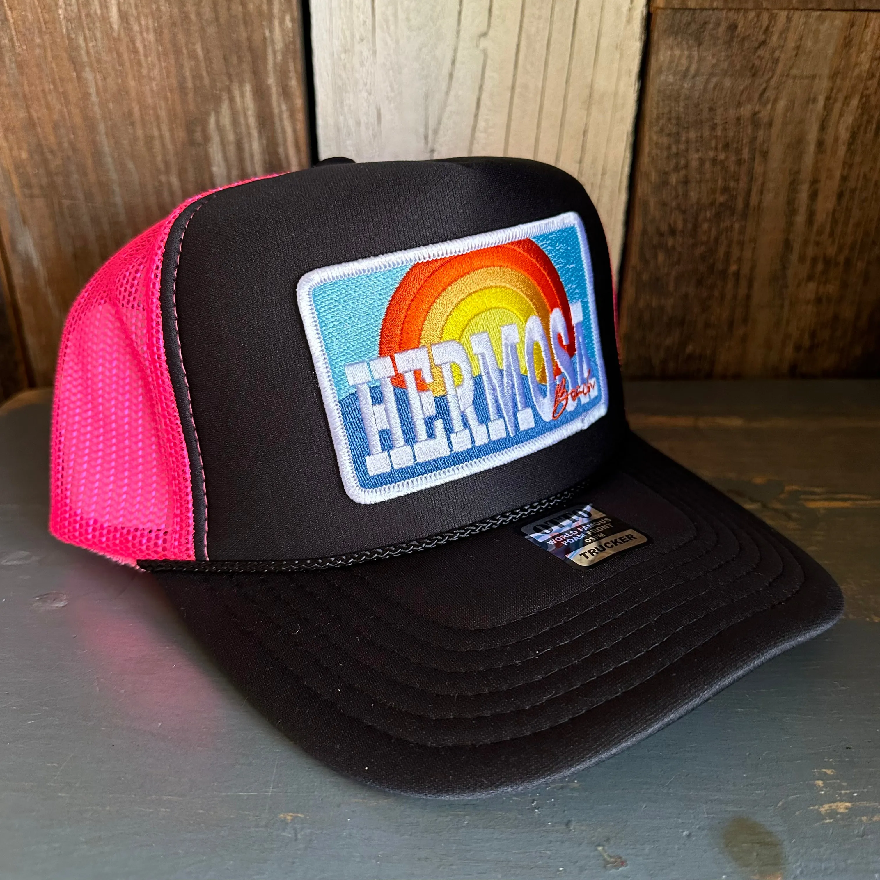 Hermosa Beach 72 & SUNNY High Crown Trucker Hat - Black/Pink/Black