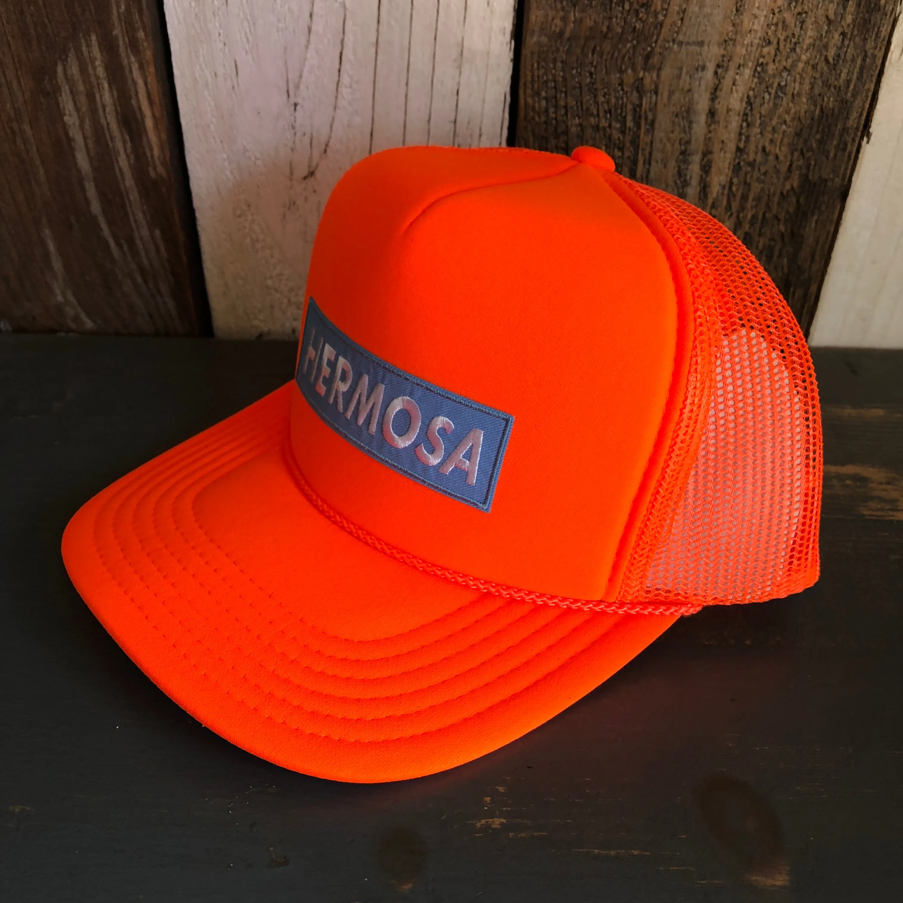Hermosa Beach BLUE SUPREME HERMOSA Trucker Hat - Neon Orange