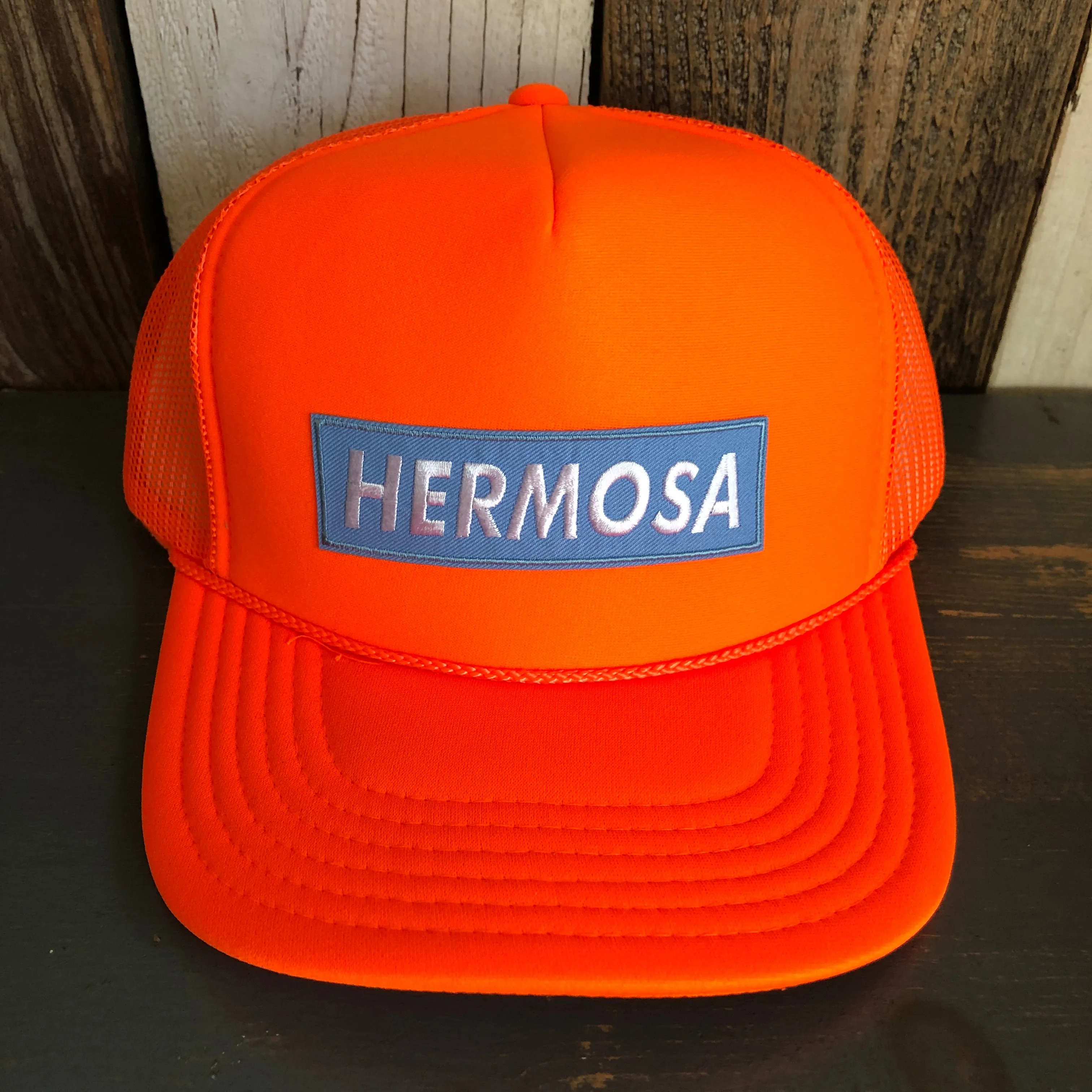 Hermosa Beach BLUE SUPREME HERMOSA Trucker Hat - Neon Orange