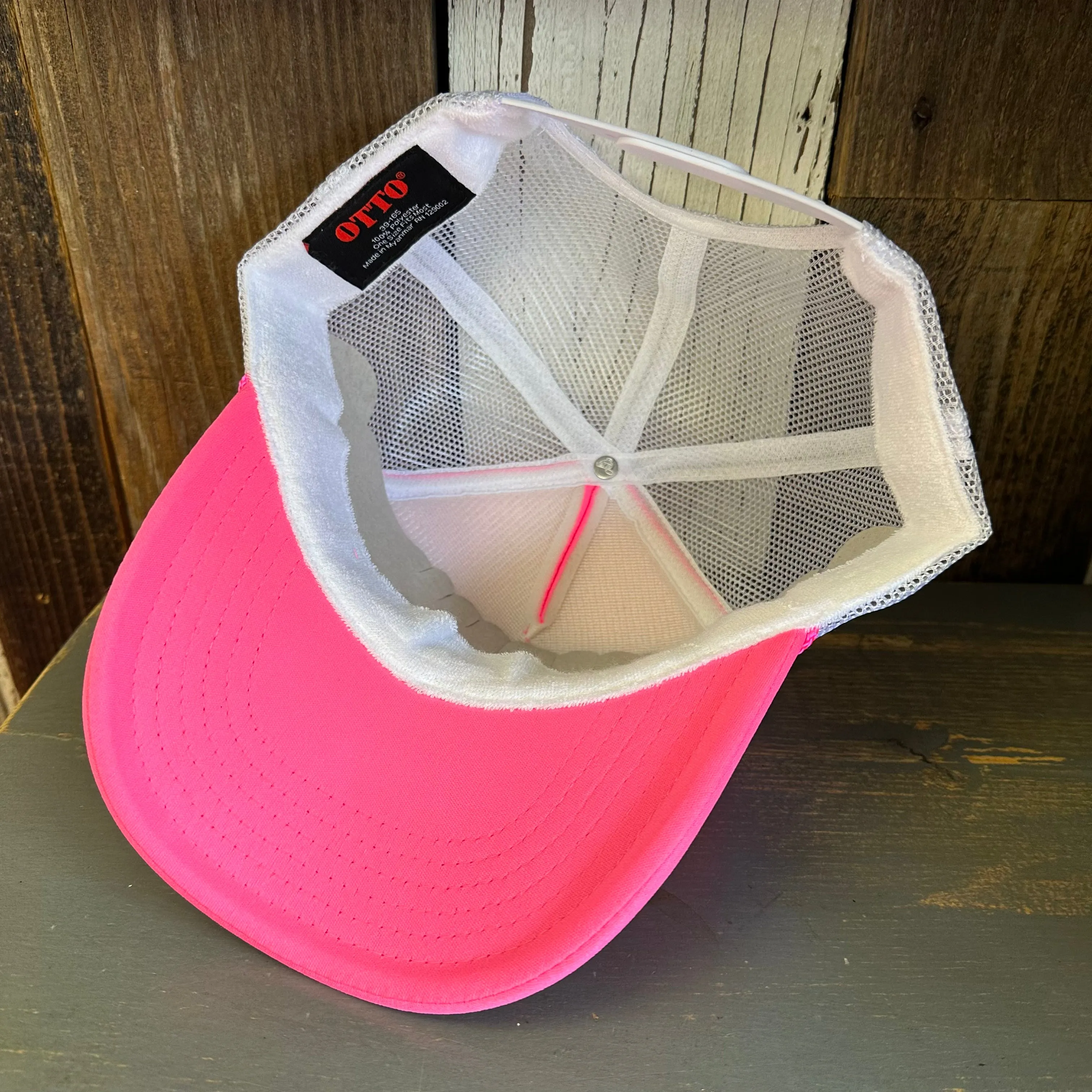 Hermosa Beach CLASSIC LOGO Trucker Hat - Neon Pink/White