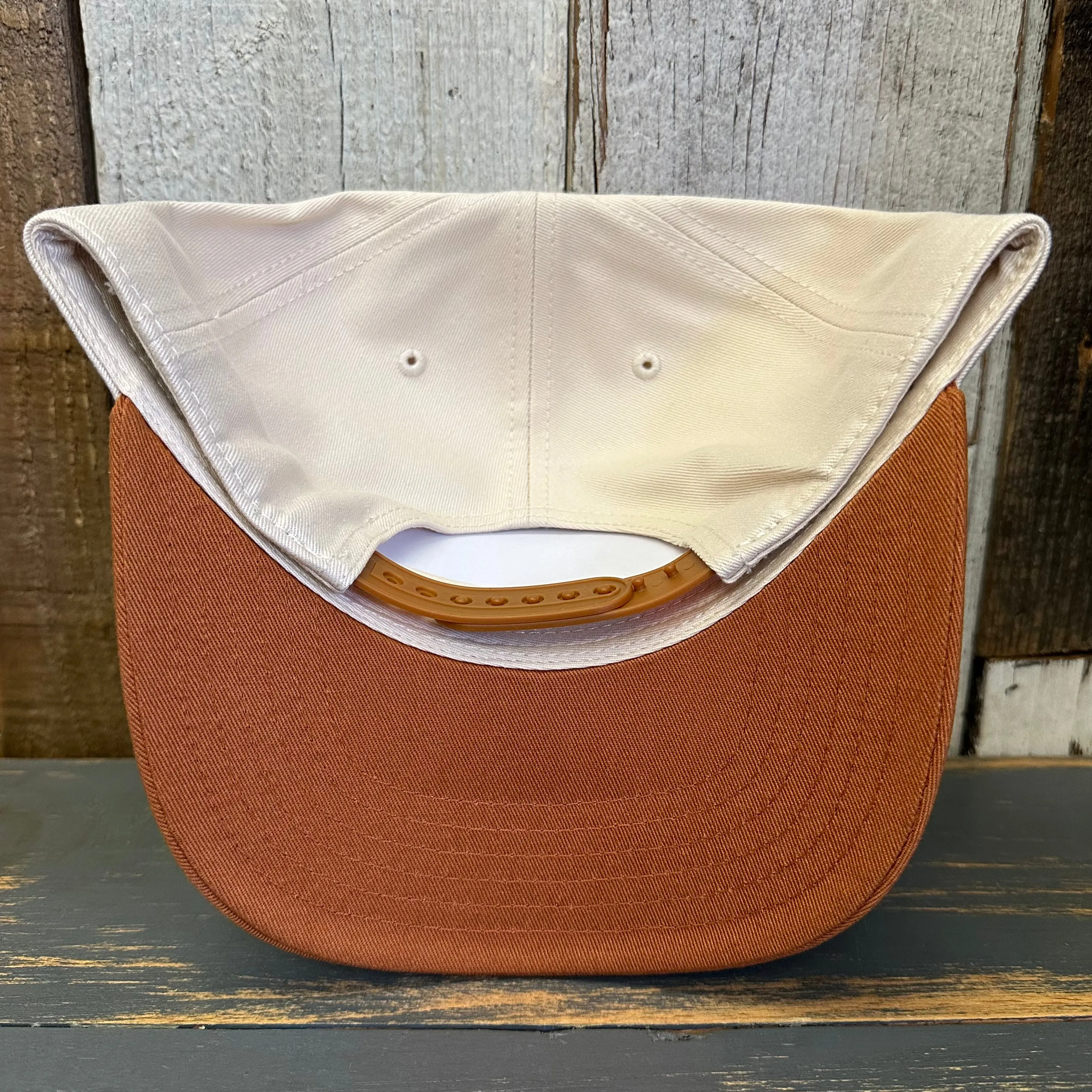 Hermosa Beach GOLF CARTS & YOGA PANTS 5 Panel Mid Profile Cap - Rust Brown/Natural