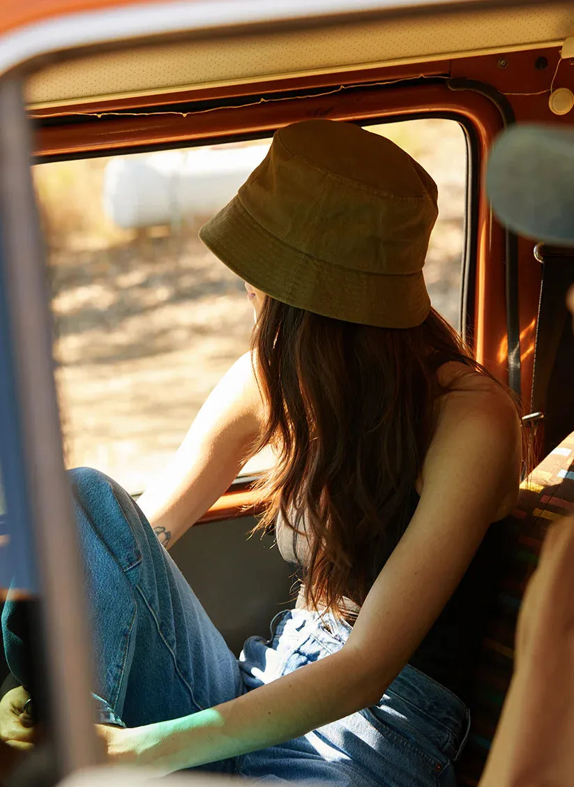 Hermosa Beach GOLF CARTS & YOGA PANTS Vintage Washed Bucket Hat - Scout Brown