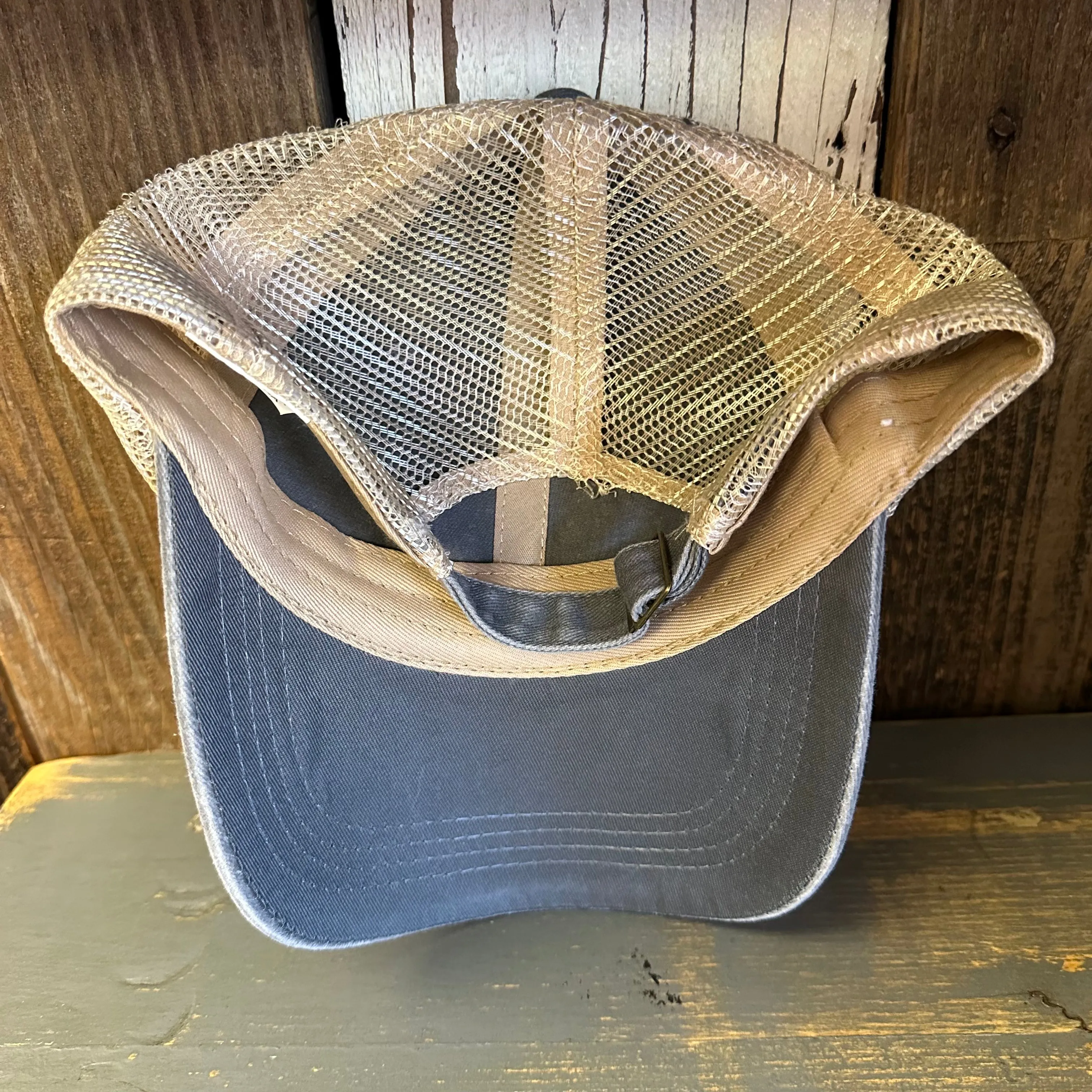 Hermosa Beach HERMOSA AVE 6 Panel Low Profile Mesh Hat - Light Grey/Khaki