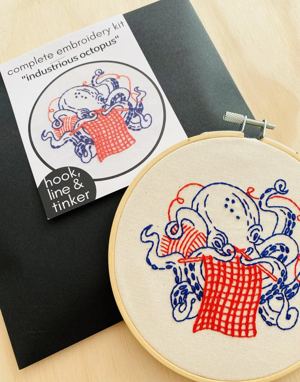 Industrious Octopus Embroidery Kit, Hook Line & Tinker