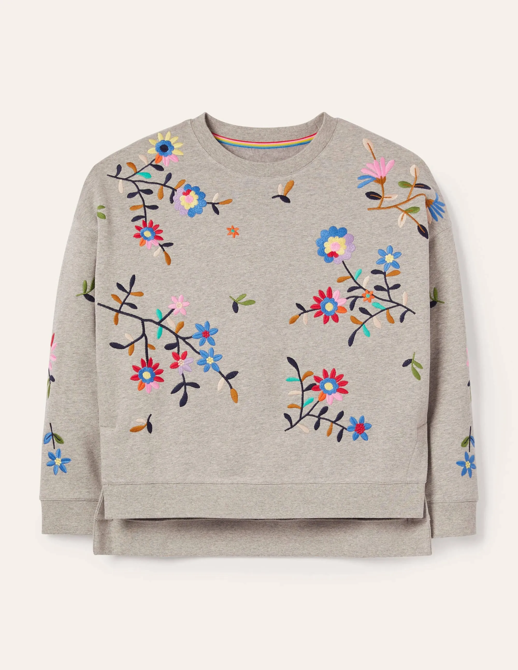 Interest Sweatshirt-Grey Marl, Multi Embroidery