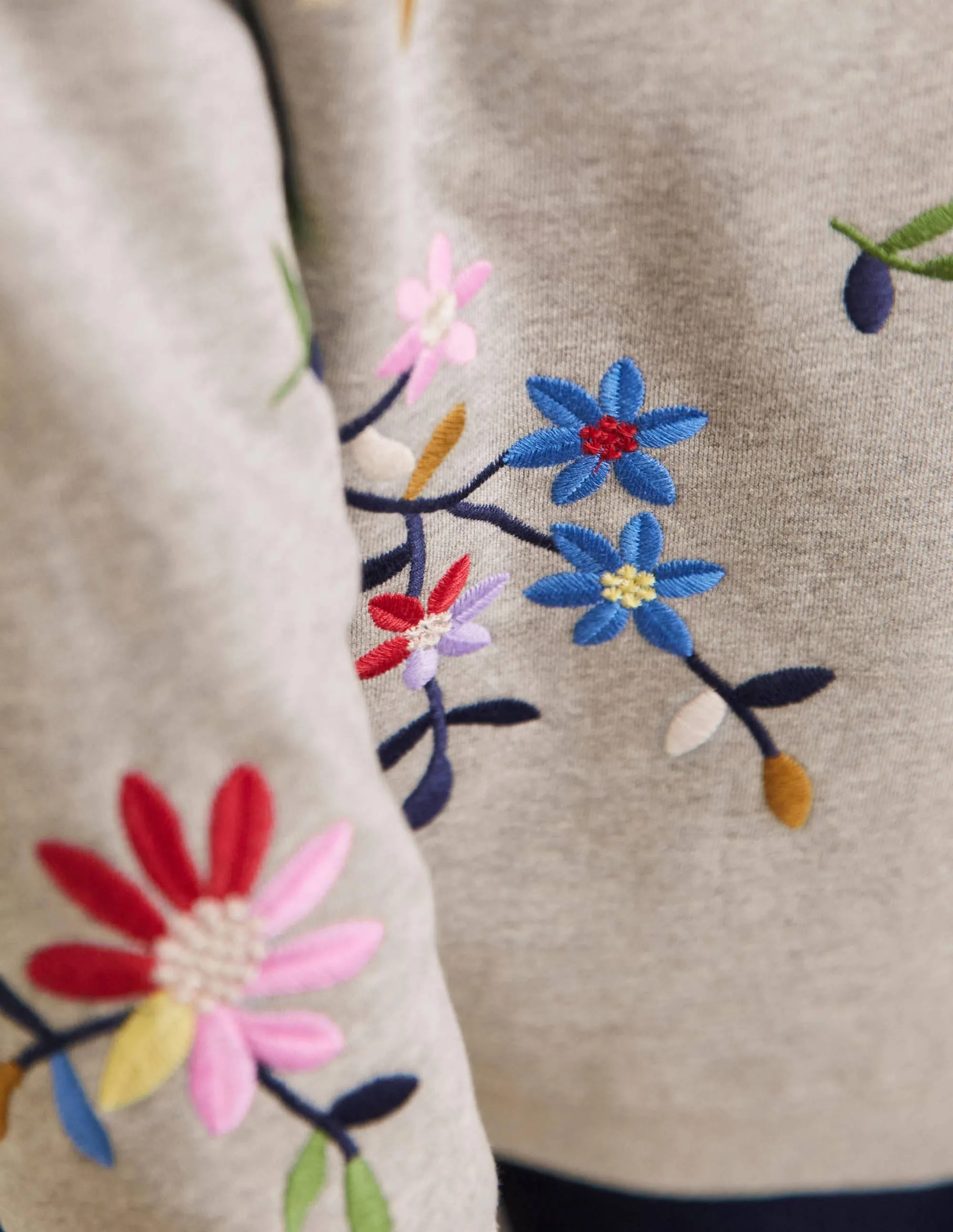 Interest Sweatshirt-Grey Marl, Multi Embroidery