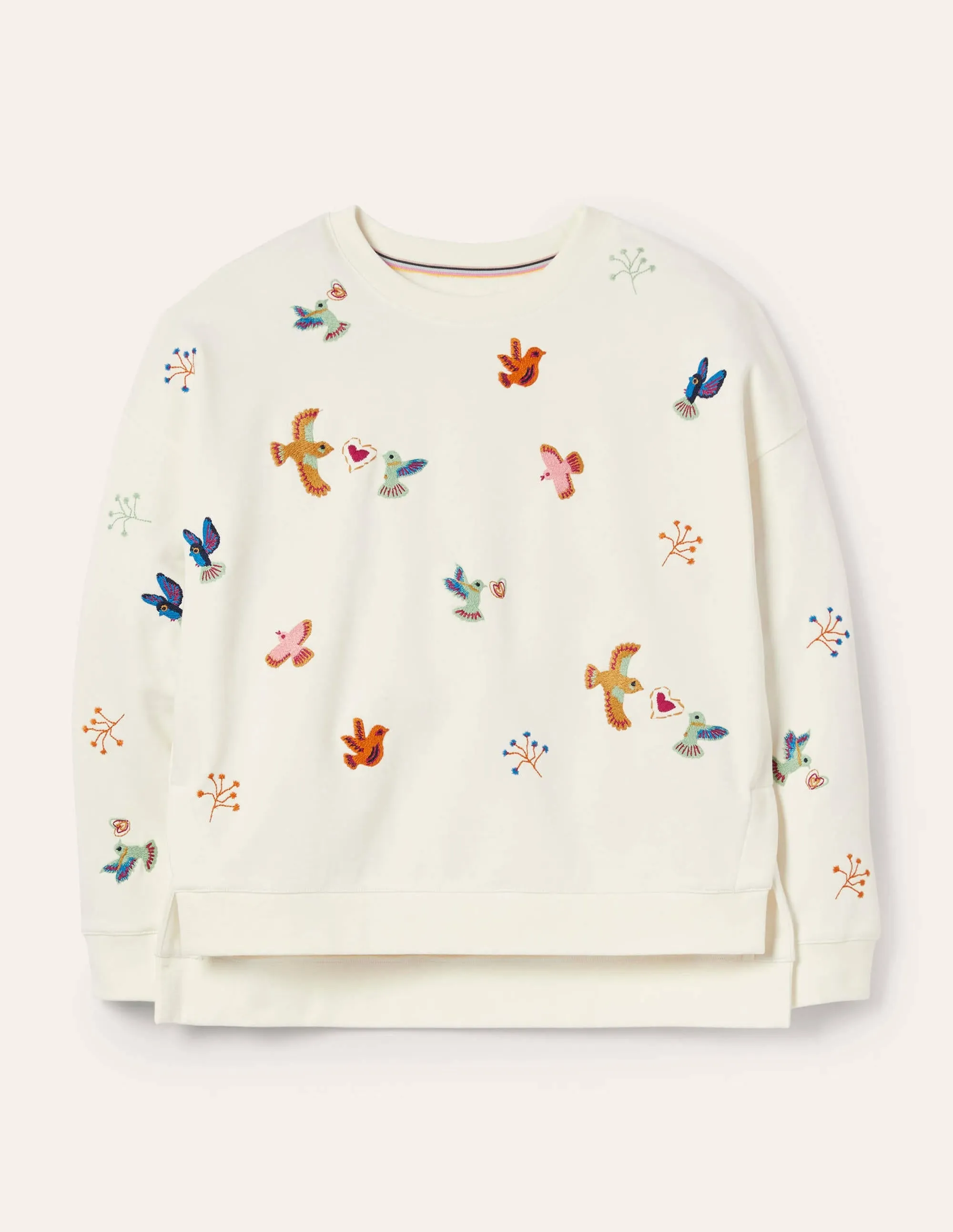 Interest Sweatshirt-Ivory, Multi Embroidery