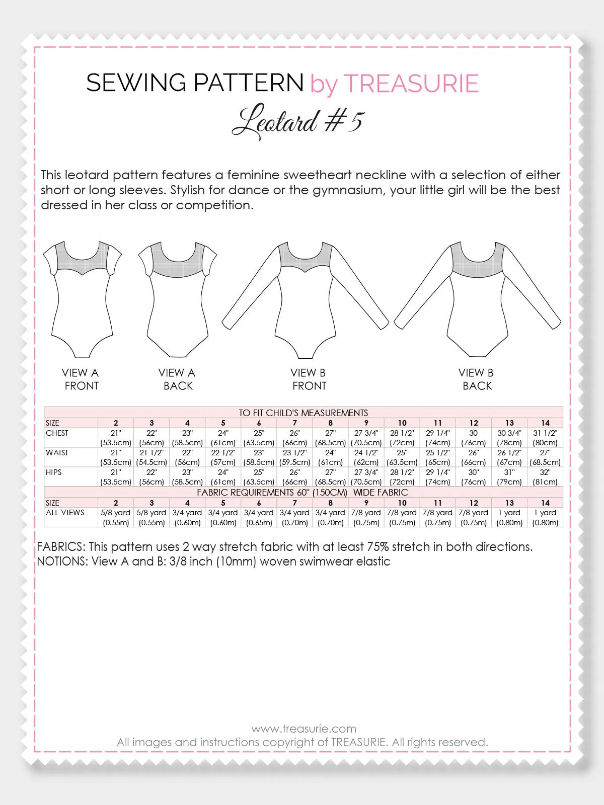 Leotard Patterns - Girls LEOTARD #5 (L505)
