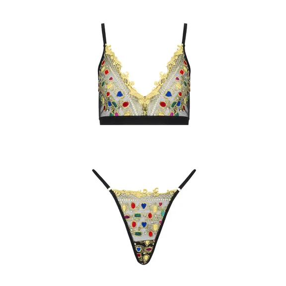 New Jewels & Pearls Embroidered G-String by Kilo Brava