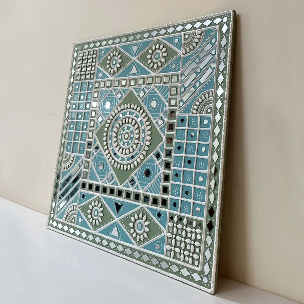 Ocean Blue Sparkles Handmade Mud Art Wall Hanging