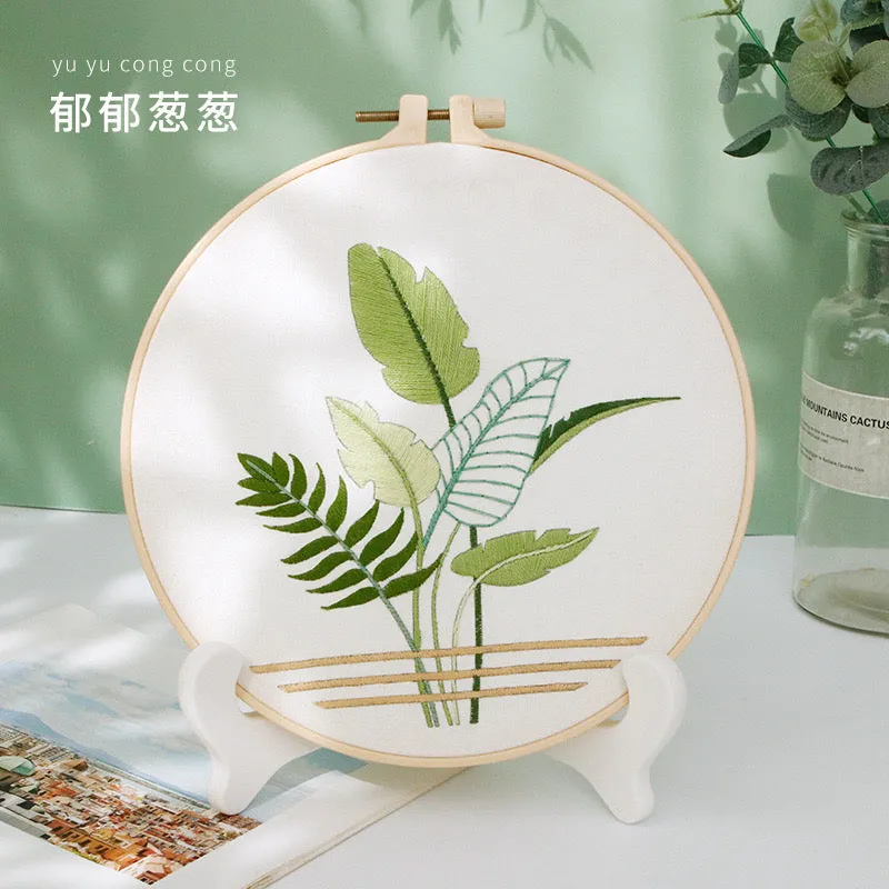 Pastel Floral Design Hand Embroidery DIY Kit 20cm