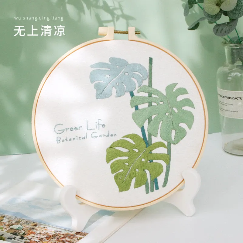 Pastel Floral Design Hand Embroidery DIY Kit 20cm