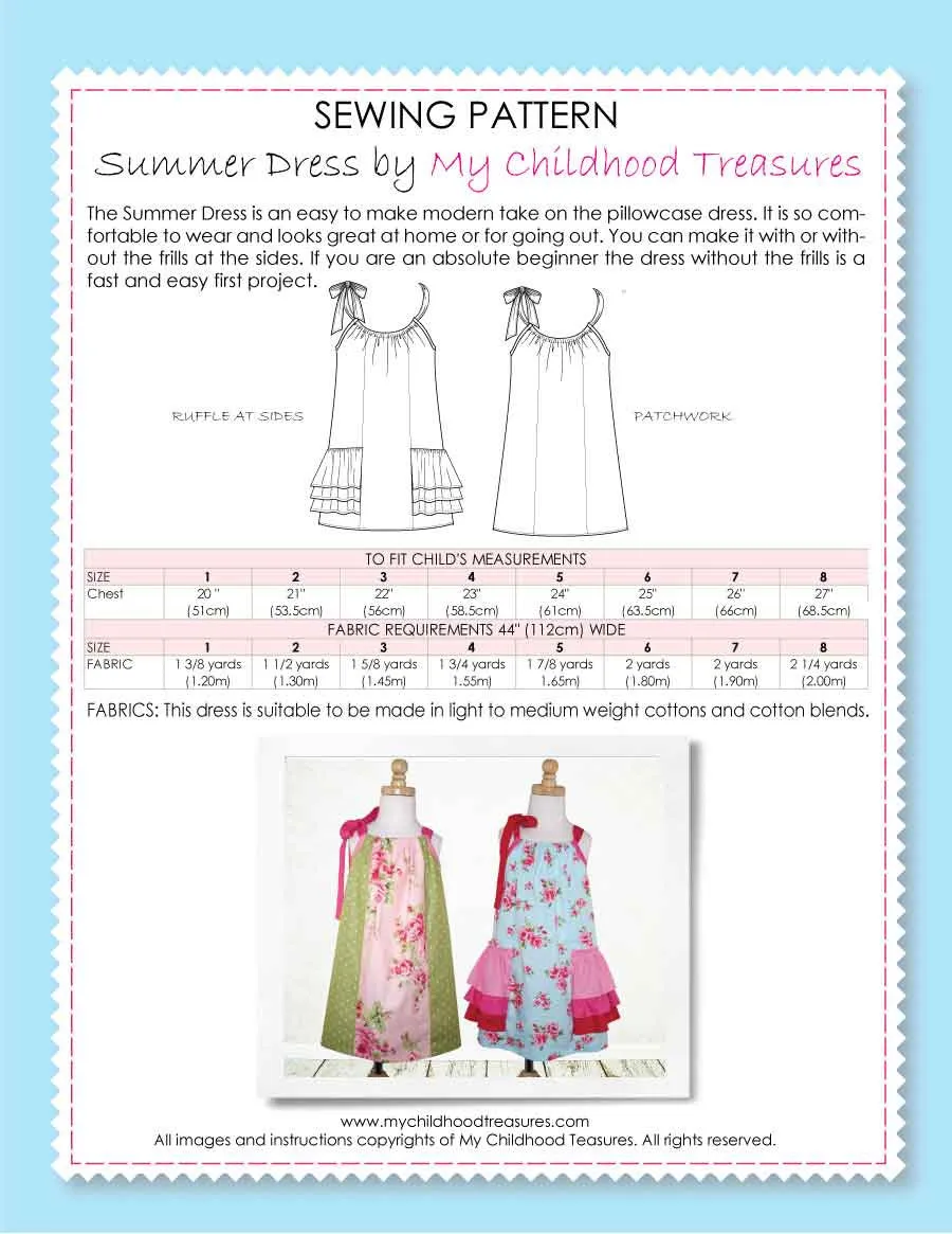 SUMMER - Girls Pillowcase Dress Patterns