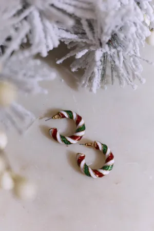 Sweet Treat Candy Cane Hoops - Red, White, & Green