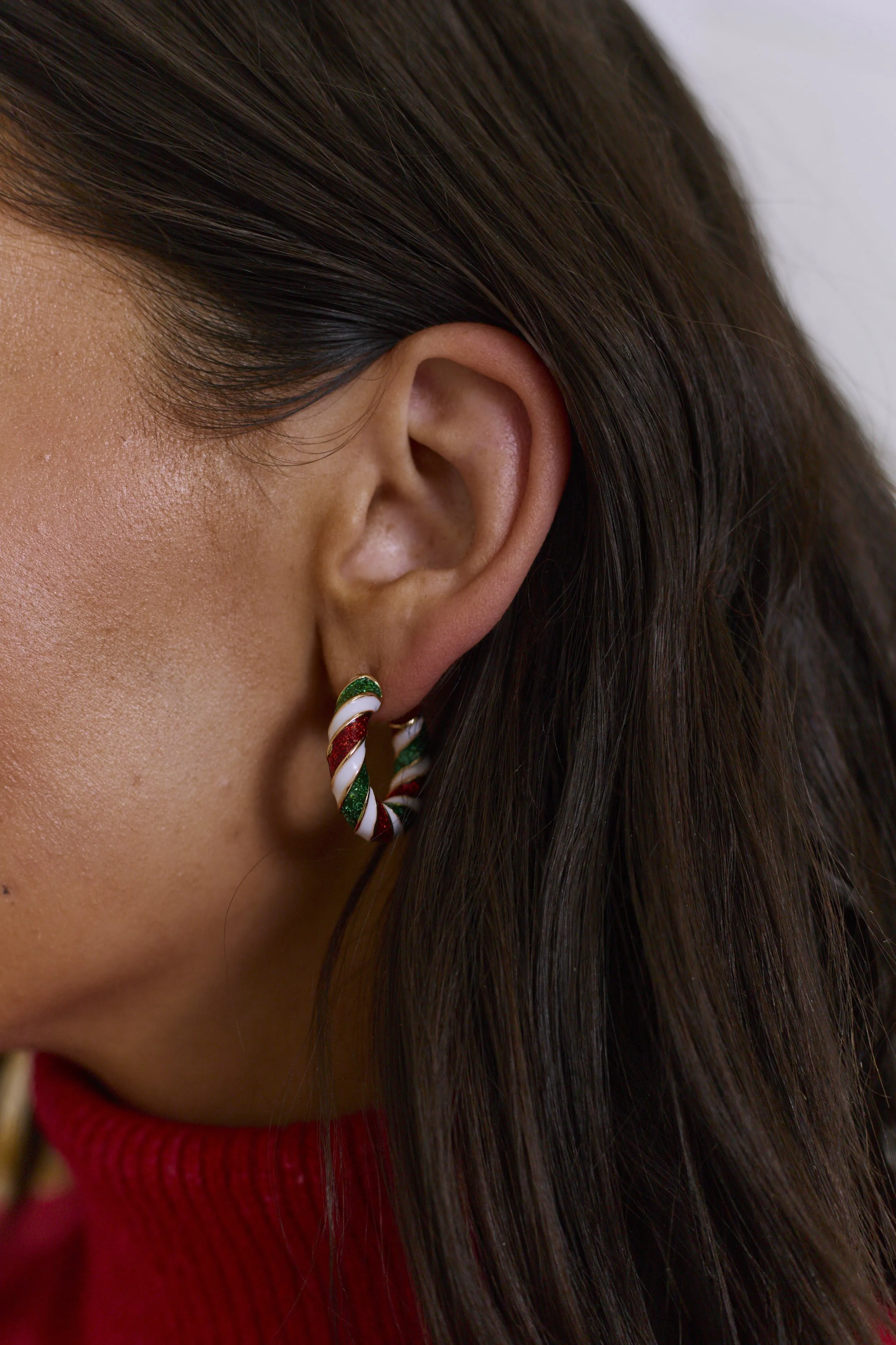 Sweet Treat Candy Cane Hoops - Red, White, & Green