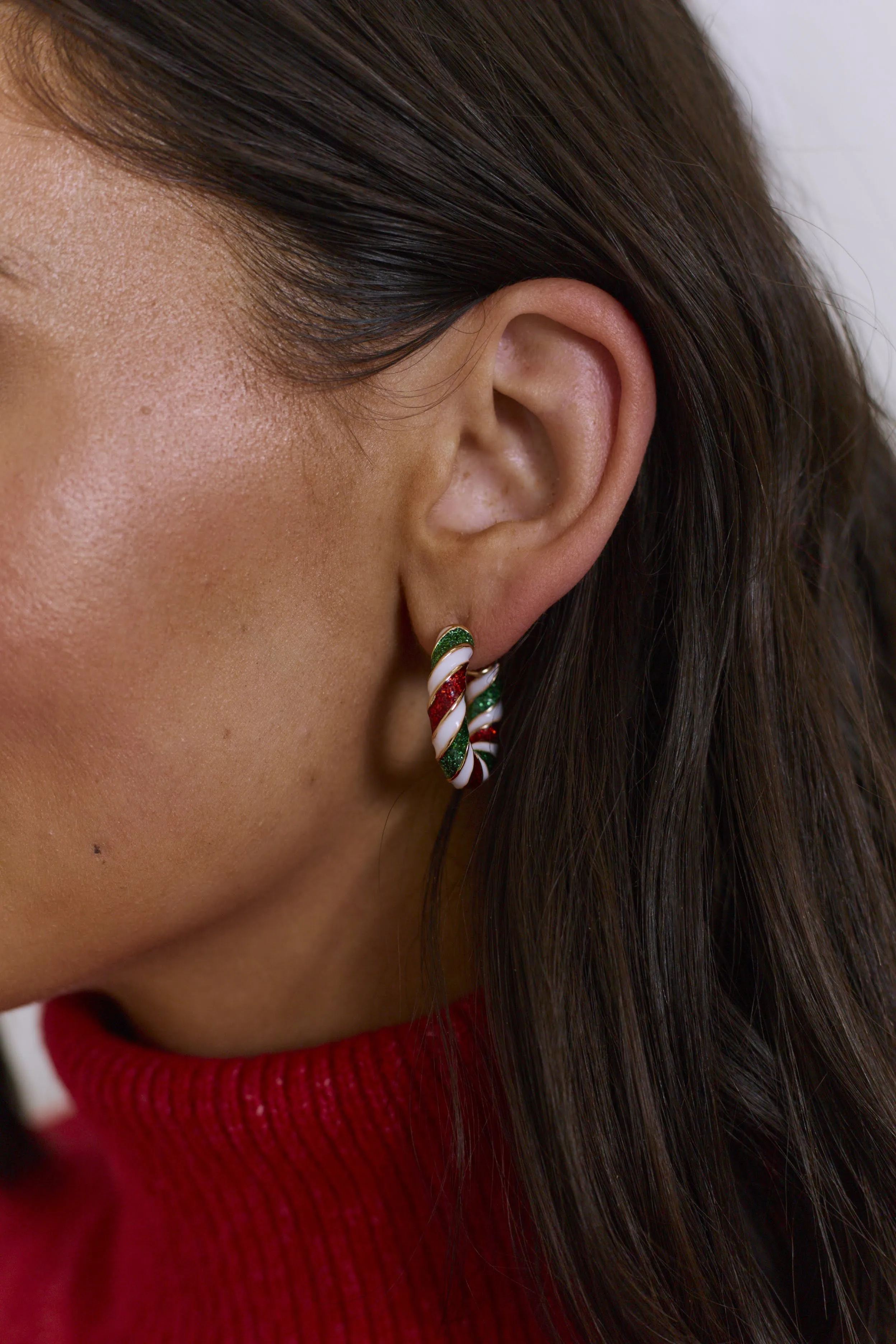 Sweet Treat Candy Cane Hoops - Red, White, & Green