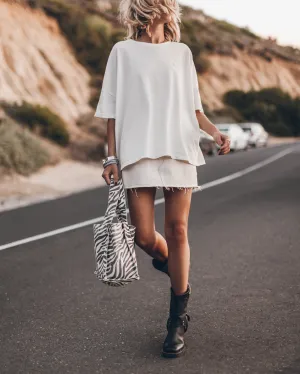 The White Long Loose Cotton T-Shirt