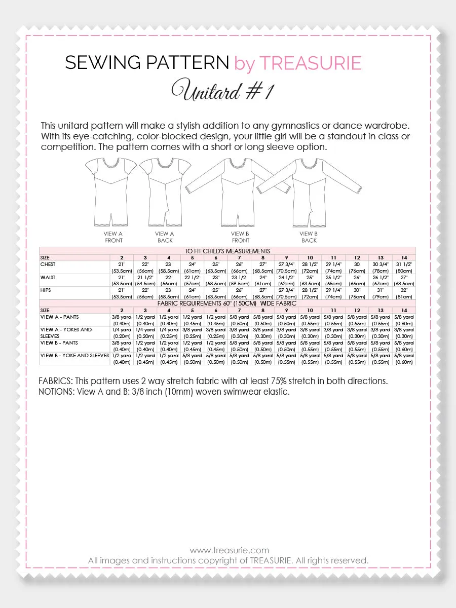 Unitard Patterns - Girls UNITARD#1 (LU01)