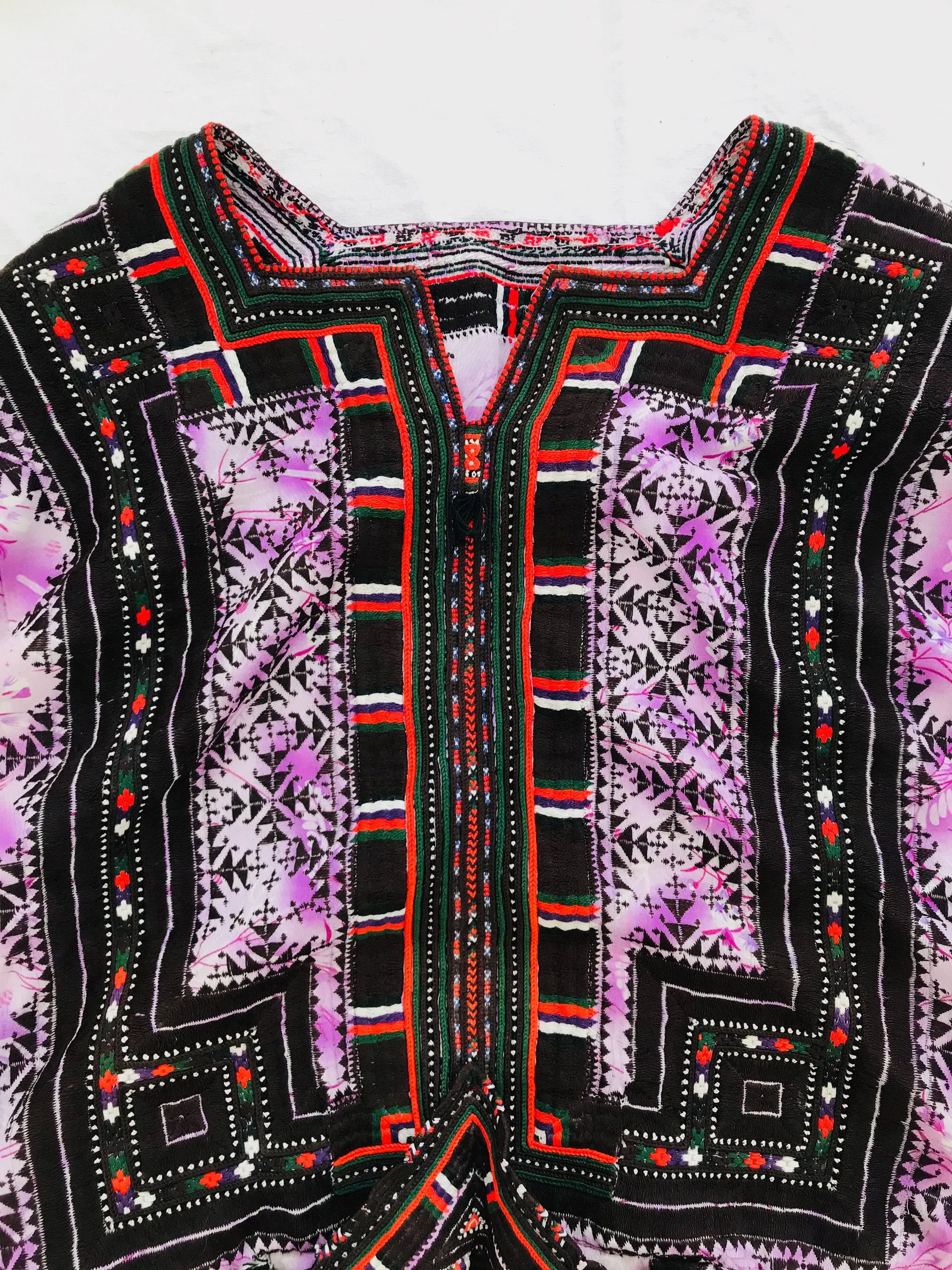 Vintage Balochi Hand-Embroidered Chiffon Dress. XS-M