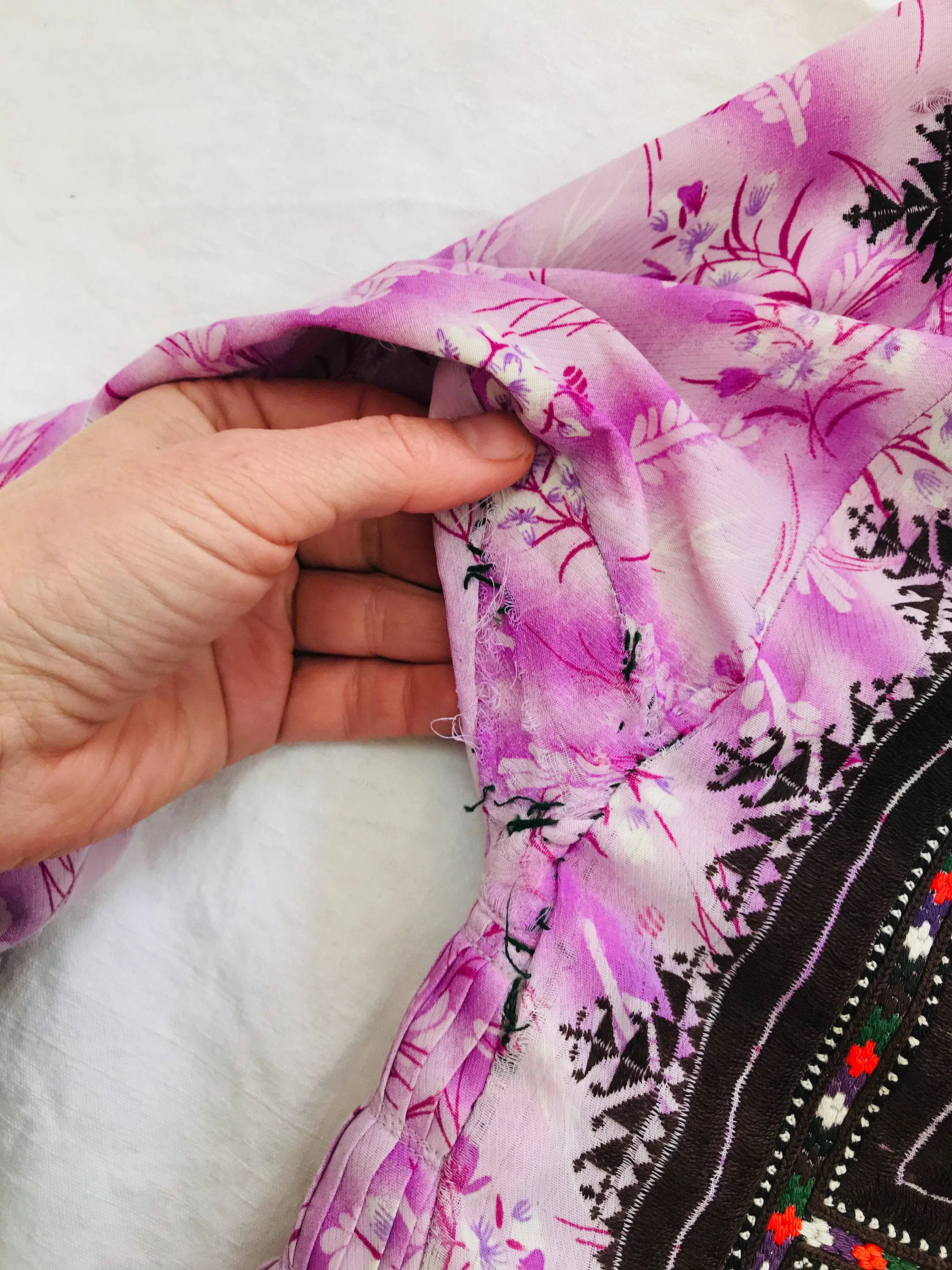 Vintage Balochi Hand-Embroidered Chiffon Dress. XS-M