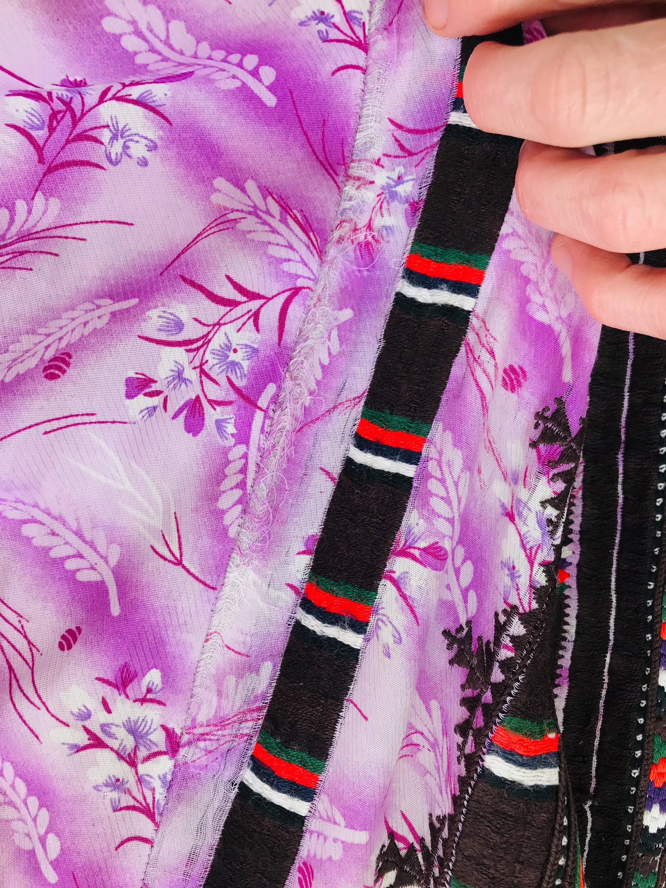 Vintage Balochi Hand-Embroidered Chiffon Dress. XS-M