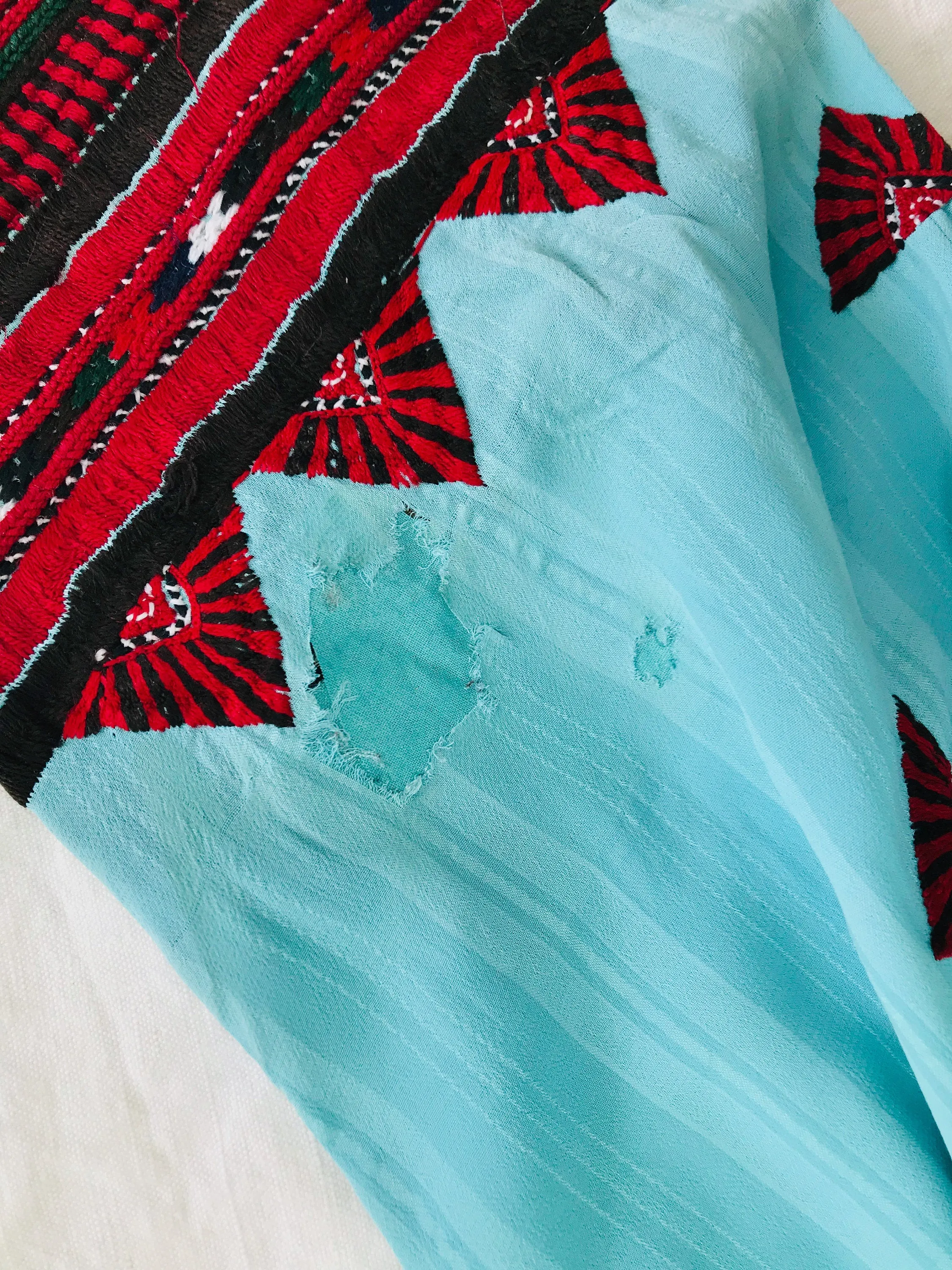 Vintage Balochi Hand-Embroidered Chiffon Dress. XS