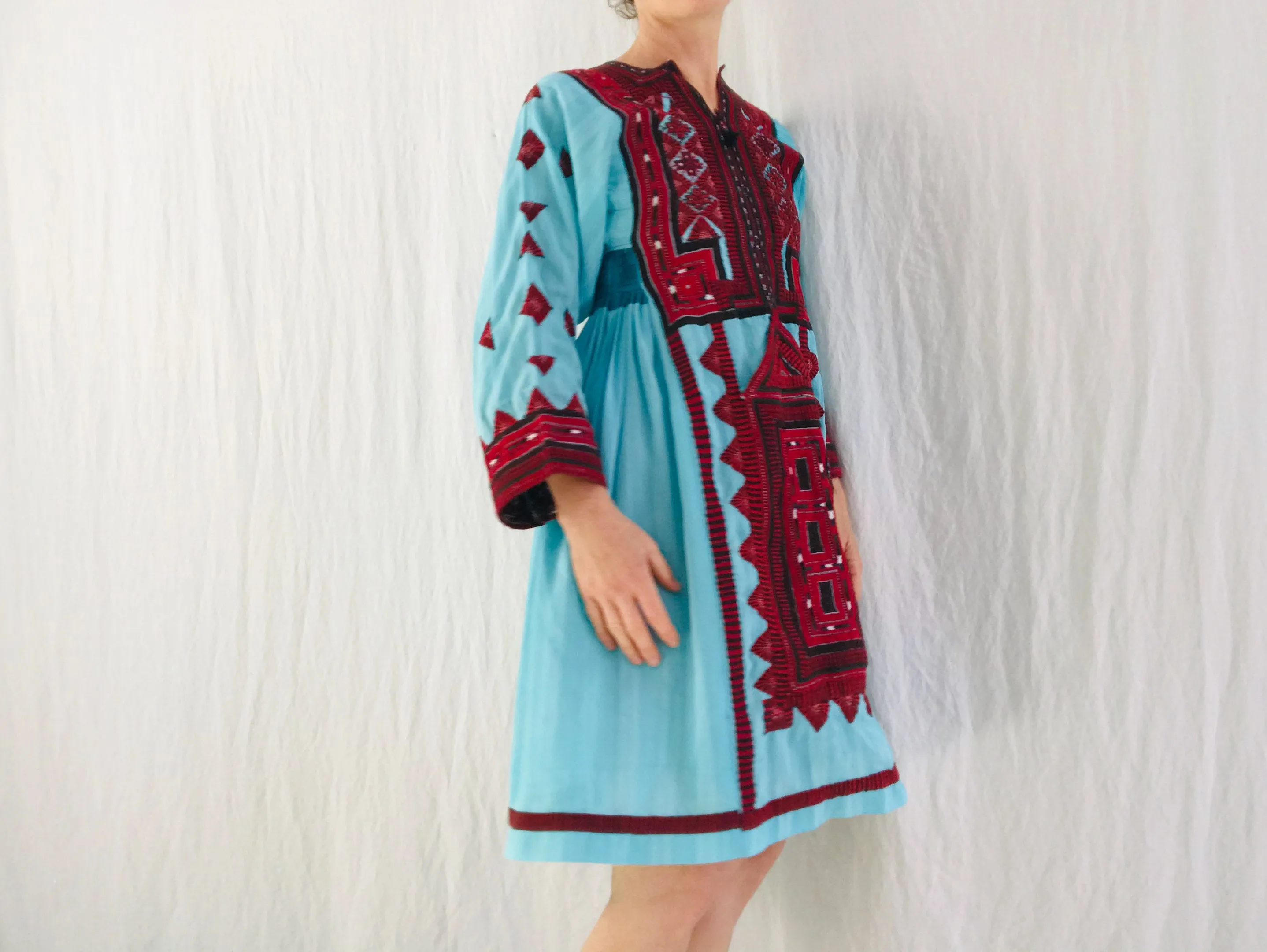 Vintage Balochi Hand-Embroidered Chiffon Dress. XS