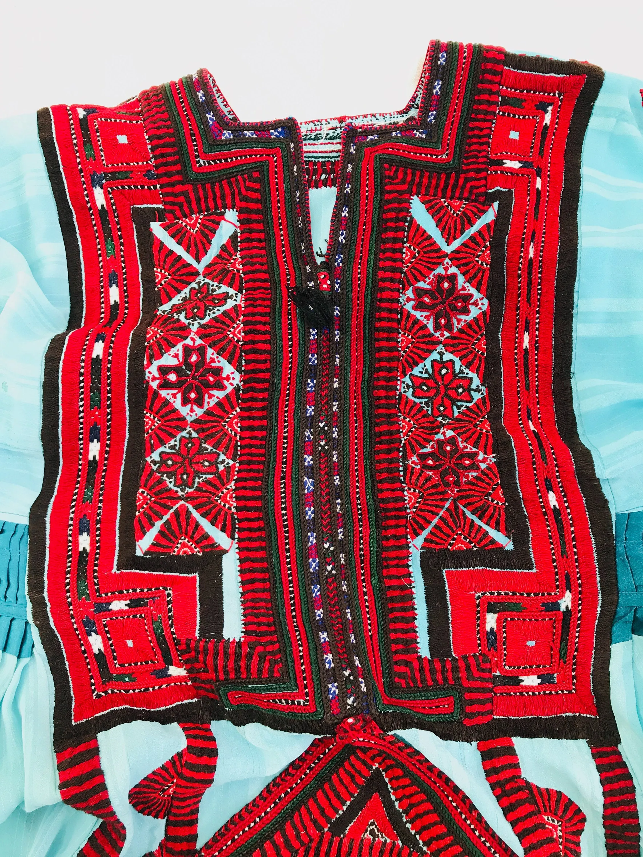 Vintage Balochi Hand-Embroidered Chiffon Dress. XS