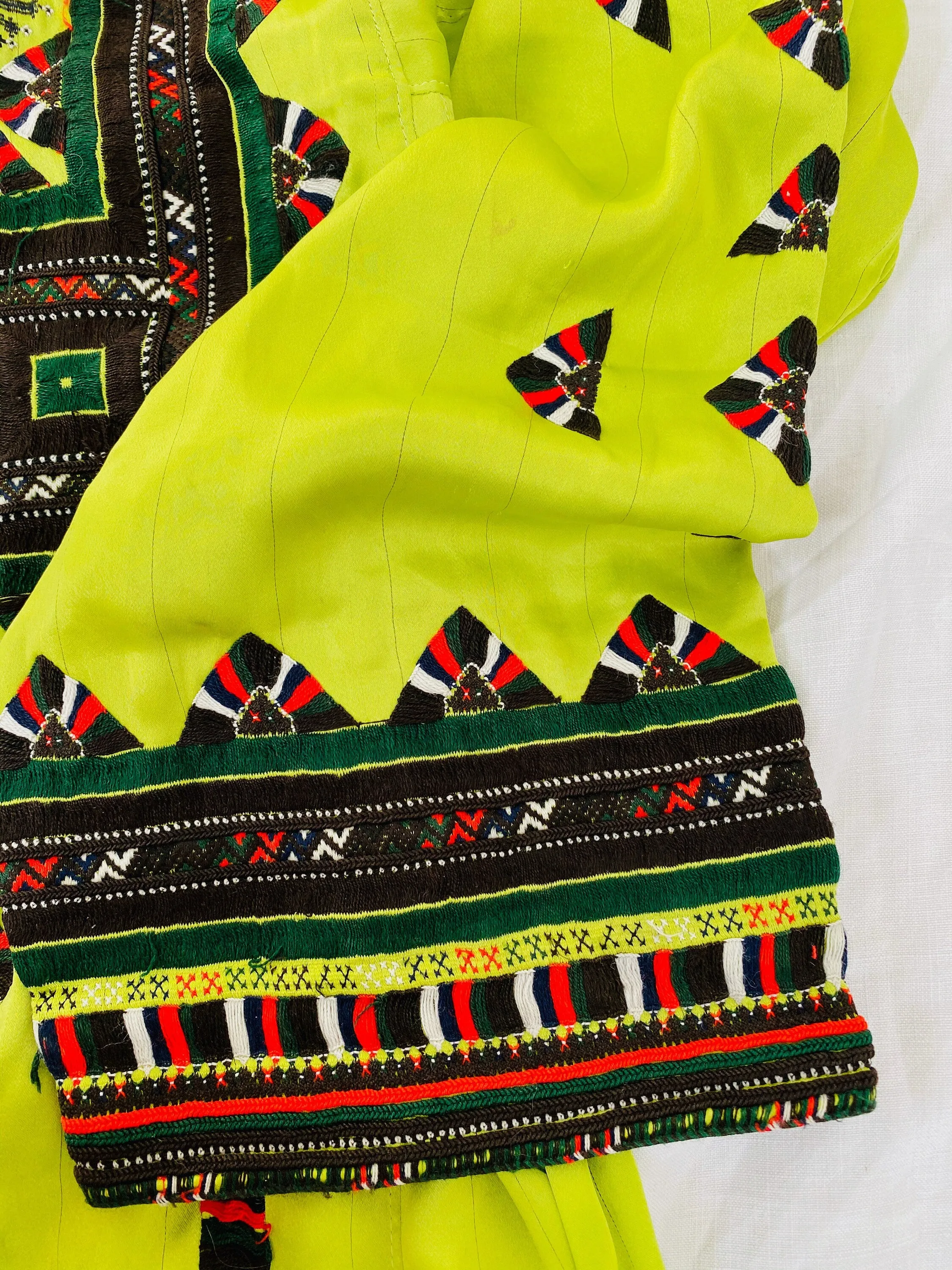 Vintage Balochi Hand-Embroidered Satin Dress. XS-L