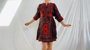 Vintage Balochi Hand-Embroidered Satin Dress. XS-S