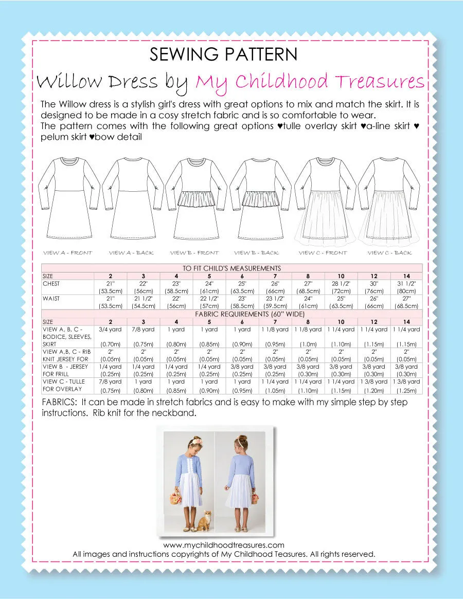 WILLOW - Girls Dress Patterns - Stretch